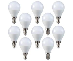 V-TAC Conjunto de 10, E14, P45, 4W, Blanca Fria 6400K, 230 voltios, 320 lm, 180 ° de ángulo de haz, equivalente 30W