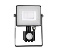V-TAC Faro LED chip Samsung 30 W con sensor de movimiento y crepuscular e interruptor manual de bloqueo color negro 6400 K IP65