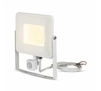 V-TAC Faro LED chip Samsung 50 W con sensor de movimiento y crepuscular e interruptor manual de bloqueo color blanco 3000 K IP65