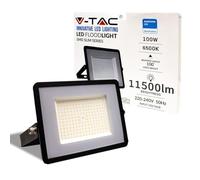 V-TAC Foco LED de exterior con chip Samsung 100 W de color negro impermeable, luz blanca fría