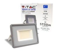 V-TAC Foco LED de exterior con chip Samsung 50 W de color gris impermeable, luz blanca fría