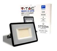 V-TAC Foco Led Exterior 50W Chip Samsung - [Última Generación] - Luz 4000k Blanco Neutro - 5750 Lumen - Proyector LED Exterior Impermeable IP65 - Foco LED para Jardín, Garaje, Balcón - Color Negro