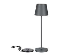 V-TAC Lámpara de Mesa Inalámbrica LED Regulable con Controles Táctiles, Gris, para Interiores y Exteriores IP54 para el Hogar o Restaurante - Batería 4400 mAh - Luz Blanca Cálida 3000 K - 2W, VT-7522