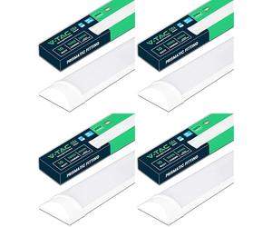 V-TAC Pantalla LED Luminaria 30 CM - 10W - Chip Samsung - Lámpara Rectangular 1200 Lumen IP20 para Pared, Garaje, Tienda - Tubo LED - Plafón LED Lineal - Luz 3000k Blanco Cálido (Paquete de 4)