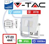 V-TAC PRO VT-20 444 SMD Chip Samsung LED Spotlight 20W Color Blanco 6400K IP65