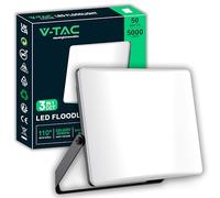V-TAC Proyector LED para exteriores 50 W - [Chip Samsung + Tecnología RLE + carcasa innovadora de policarbonato] - Alta luminosidad: 5000 lúmenes - IP65 - Proyector LED para casa, garaje, almacén