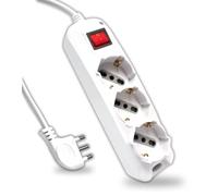 V-TAC Regleta eléctrica con Interruptor y Cable de 1,5 Metros - 3 Tomas 10/16 A Bipaso + Shuko - Enchufe 16 A - Enchufe eléctrico para casa, Oficina, Tienda, Color Blanco