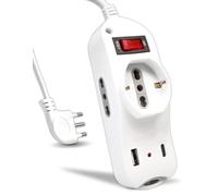 V-TAC Regleta eléctrica USB C Power Delivery 20 W + Puerto + 2 Tomas Laterales 10/16 A bipaso y 1 Frontal 10/16 A bipaso Schuko - Regleta Tipo C - Toma para casa, Oficina