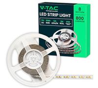 V-TAC Tira LED 5 Metros 8W SMD 3528-6500K Blanco Frío - Tira de LED Brillante - Tira LED Interior con Cinta Adhesiva y Flexible para Habitación - 5m - Fuente de Alimentación 12V