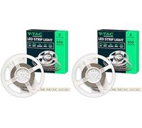 V-TAC Tira LED 5m 8W SMD 6500K Blanco Frío - Interior con Cinta Adhesiva Flexible para Habitación - Fuente 12V (Paquete de 2)
