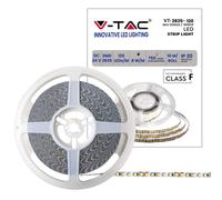 V-TAC Tira LED bobina de 10 metros 7,5 W por metro cinta luminosa SMD 2835 Color de la luz blanca cálida 3000 K para interior con tira adhesiva, alimentada a 24 V.
