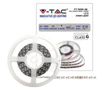 V-TAC Tira LED bobina de 5 metros 8 W por metro cinta luminosa SMD 5050 Color de la luz RGB y blanca cálida 3000 K para interior con tira adhesiva, alimentada a 12 V.