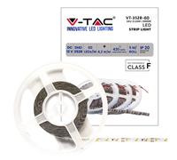 V-TAC Tira LED de interior IP20, 4,2 W, 5 metros de longitud, SMD 3528, alta luminosidad, luz 4000 K, color blanco natural, tiras LED, tira adhesiva y cubierta de silicona, 12 voltios
