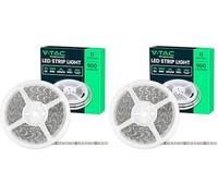 V-TAC Tira LED IP65 12 W 5 m SMD 5050 3000 K blanco cálido 12 V para jardín, balcón, patio (Paquete de 2)