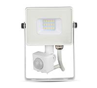 V-TAC, VT-10-S-W Foco LED de exterior con sensor de movimiento para focos con sensor crepuscular Chip Samsung 6400K IP65