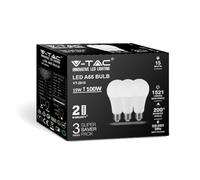 V-TAC VT-2015 Bombilla LED E27 A65 15W Blanco frío 6500K - Caja de 3 - SKU 212818