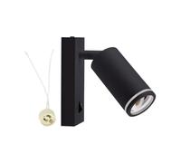 V-TAC VT-429 - Portalámparas LED de pared con casquillo GU10, orientable, negro, aplique con interruptor tipo lámpara hotel - SKU 10294