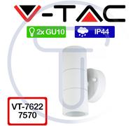 V-TAC VT-7622 Soporte de pared LED redondo 2 GU10 blanco para exterior interior