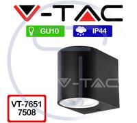 V-TAC VT-7651 7508 GU10 redondo LED lámpara de pared negro al aire libre IP44