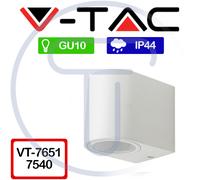 V-TAC VT-7651 7540 LED Spot Holder Round Wall GU10 White Outdoor Indoor