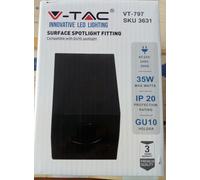 V-TAC VT-797 Soporte de Proyector Orientable Cuadrado Techo Bombillas GU10 GU5.3