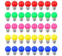 V-TOO Pack de 40 Bombillas Colores LED E27 3W 240Lm Vistoso LED Lámpara Luz Ambiente para Hogar/Decoración/Halloween/Navidad/Festival/Fiesta, Bombillas LED Multicolor Rojo Amarillo Azul Verde Rosa