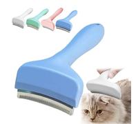 V Tooth Deshedding Comb for Cats, Pet Deshedding Tool with Curve Blade-Pet Grooming Brush V-Shaped Teeth Brush for Dogs & Cats, Reduces Shedding Fast, Prevents Mats & Tangles Safely (Blue,L(4.15in))