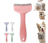 V-Tooth Deshedding Comb, Multifunctional Hair Removal Brush, Pet Deshedding Tool with Curve Blade, Dog & Cat Grooming Brush for Shedding, Tight V-Shaped Teeth Desheddings Tool (Pink, S)