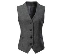 V VOCNI Chaleco de mujer con forro completo, cuello en V, 4 botones, elegante y económico, XL