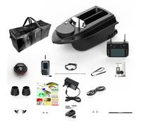 V030 Barco cebador RC 2.4G para lagos y estanques, barco cebador de pesca RC de alta velocidad de 12 V con luces LED, regalo para adultos (versión con buscador de peces) + señuelo de pesca luminoso