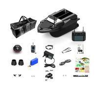 V080 Barco cebador RC 2.4G para lagos y estanques, barco cebador de pesca RC de alta velocidad de 12 V con luces LED, regalo para adultos (versión con buscador de peces) + señuelo de pesca luminoso