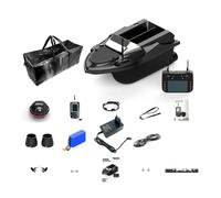 V080 - Bote de cebo GPS de 12 V con detector de peces, alcance de 800 m, 9 zonas de pesca y 180 puntos de referencia, capacidad de carga de 3 kg, cebo de pesca RC con mando a distancia HD, doble