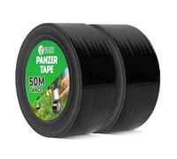 V1 TRADE Cinta blindada negra de 48 mm x 50 m, 2 cintas blindadas extrafuertes, resistentes al agua, adecuadas para interior y exterior, cinta adhesiva con fácil manejo y se puede quitar sin dejar