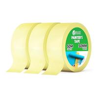 V1 TRADE Cinta Carrocero Amarillo - Pintor - Pintura - Masking Tape - 50 mm x 50 m (50 mm x 50 m (3 Stück))