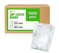 V1 TRADE Juego de bolsas con cremallera, 1000 unidades, 120 x 180 mm, robustas bolsas con cierre a presión, bolsas reutilizables para una mejor organización, bolsas de plástico con cierre