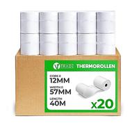 V1 Trade Rollos térmicos de 57 mm x 40 m x 12 mm (20 unidades) - Rollos térmicos de 57 mm para caja registradora - Rollos EC de papel térmico 42 g/m2 - Rollos térmicos para recibos 57 mm para