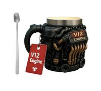 V12 Coffee Mug, 300ml V12 Stainless Steel Double Wall Insulation Cup Engine Shaped Coffee Mug, for Winter Yard Balcony Courtyard Outdoor Garden Park Picnic Camping Party Whiskey Beer