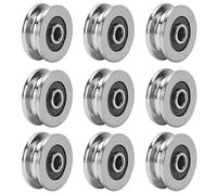 V1804 V-Groove Rodamientos, 10pcs 18mm * 4mm * 8mm profundo V/U ranura doble blindado rodamientos de bolas en miniatura Polea guía de cojinete de carril,para impresora 3D, motor, monopatines