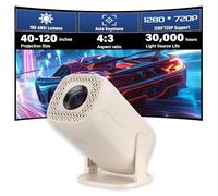 V2 Collita Proyector Mini Bluetooth 1280*720P, Proyector Portátil Full HD Android 11 para Exteriores, 180 Lúmenes, Compatible con Smartphones/Portátiles/USB para Uso en Hogar, Dormitorio y Exteriores