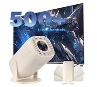 V2 Mini Proyector Portatil con WiFi 6 y Bluetooth,Android 14 Videoproyector con 500 Canales en Directo gratuitos,1280 * 720P Projector Portable para TV/Teléfono/Ordenador portátil,Rotación de 180°