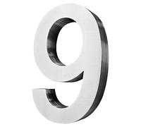 V2Aox Acero Inoxidable Número de casa 20 cm Grande 9 Signo de número de casa Números de casa Firmar Cepillado 3D Arial