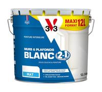 V33 Pintura para paredes y techos mate, blanca, pintura interior 2 en 1