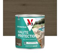 V33 - Saturador de madera exterior (0,75 L), color gris ahumado mate, para terrazas y muebles de jardín, alta resistencia al agua clorada, UV y grasa, sin limpieza y antideslizante