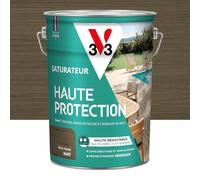 V33 - Saturador de madera exterior, color gris ahumado mate, para terrazas y muebles de jardín, alta resistencia al agua clorada, UV y grasa, sin limpieza y antideslizante, resina de origen vegetal, 5