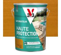 V33 Saturador madera exterior roble claro mate - Para terrazas y muebles de jardín - Alta resistencia al agua clorada, UV y grasa, sin limpieza y antideslizante - Resina de origen vegetal - 5L