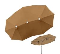 V3VOGUE Toldo De Recambio para Sombrilla Parasol Doble para Jardín, 465x270cm Protección UV Impermeable Tela De Paraguas para Sombrilla Terraza Mercado Parasol Rectangular Grandes, 12 Varillas(Khaki)