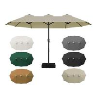 V3VOGUE Toldo De Repuesto para Sombrilla Grandes Doble 465x270cm, Impermeable Protección UV 50+ Cubierta De Parasol Jardín, 12 Varillas, Funda Protectora Tela De Paraguas para Patio Piscina(Taupe)