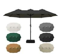 V3VOGUE Toldo De Repuesto para Sombrilla Grandes Doble 465x270cm, Impermeable Protección UV 50+ Cubierta De Parasol Jardín, 12 Varillas, Funda Protectora Tela De Paraguas para Patio Piscina(Black)