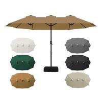 V3VOGUE Toldo De Repuesto para Sombrilla Grandes Doble 465x270cm, Impermeable Protección UV 50+ Cubierta De Parasol Jardín, 12 Varillas, Funda Protectora Tela De Paraguas para Patio Piscina(Khaki)