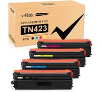 v4ink TN423 TN421 Tóner Compatible para Brother TN-423 Toner (4Pack-KCMY)